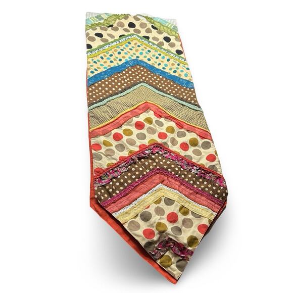 Pier 1 Imports Boho Table Runner Mixed Textures Vibrant Lace Quilt‎ Polka Dot - Picture 2 of 4